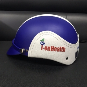 Mũ Bảo Hiểm Nửa Đầu Bọc Da - Mũ Bảo Hiểm In Logo Quảng Cáo Cho I-on Health